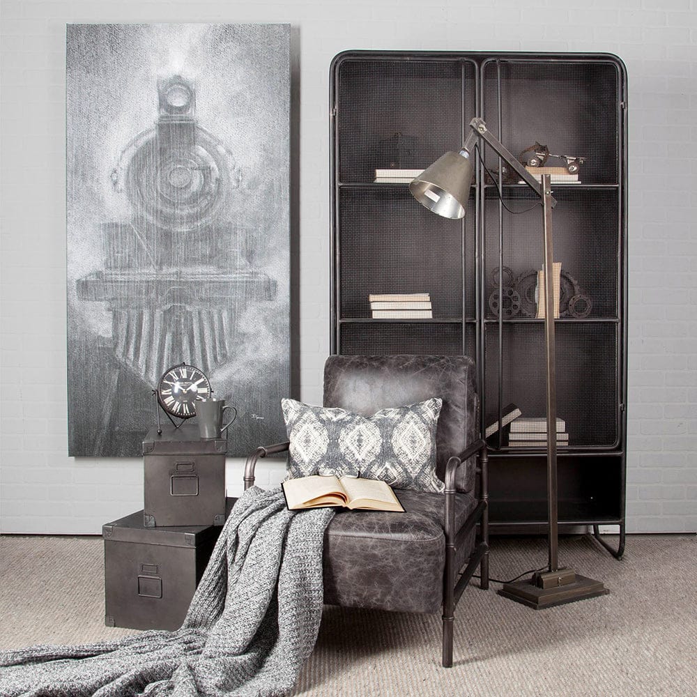 Mercana - Klaus 74.5" H Dark Brown Polished Metal Mesh Door Display Cabinet - 67691 view 6