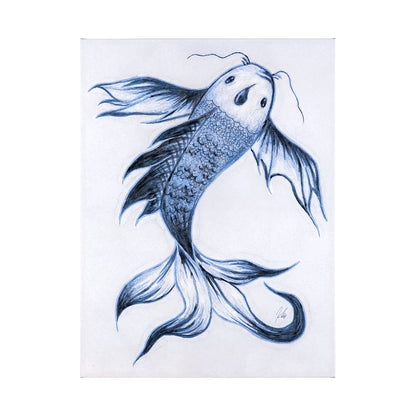 Mercana - Koi Fish Blue I by Mercana Studio a Hand Embellished Textured Canvas - 101689-L view 1