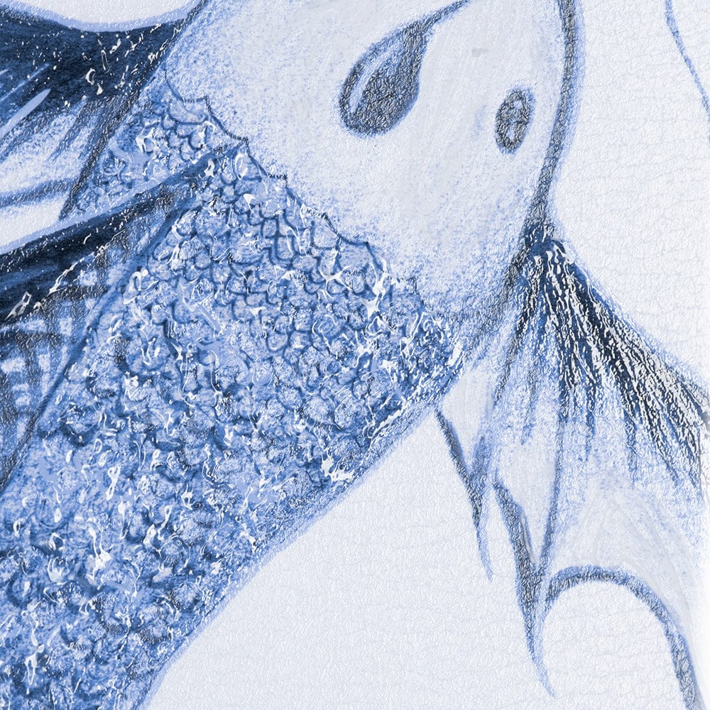 Mercana - Koi Fish Blue I by Mercana Studio a Hand Embellished Textured Framed Art Print Matted under Glass - 13270 view 6