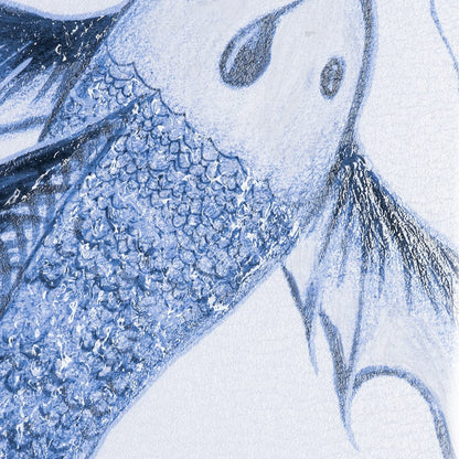 Mercana - Koi Fish Blue I by Mercana Studio a Hand Embellished Textured Framed Art Print Matted under Glass - 13270 view 6