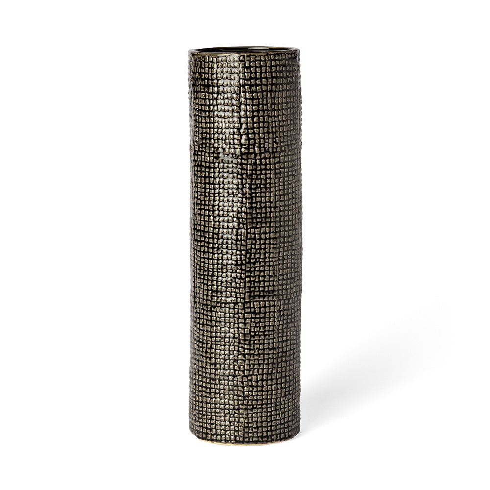 Mercana - Kona III Large Black/Gold Cylindrical Ceramic Vase - 68026 view 1