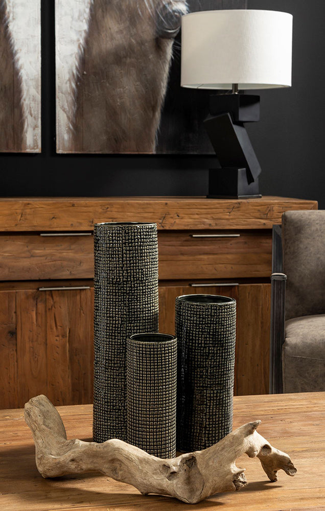 Mercana - Kona III Large Black/Gold Cylindrical Ceramic Vase - 68026 view 4