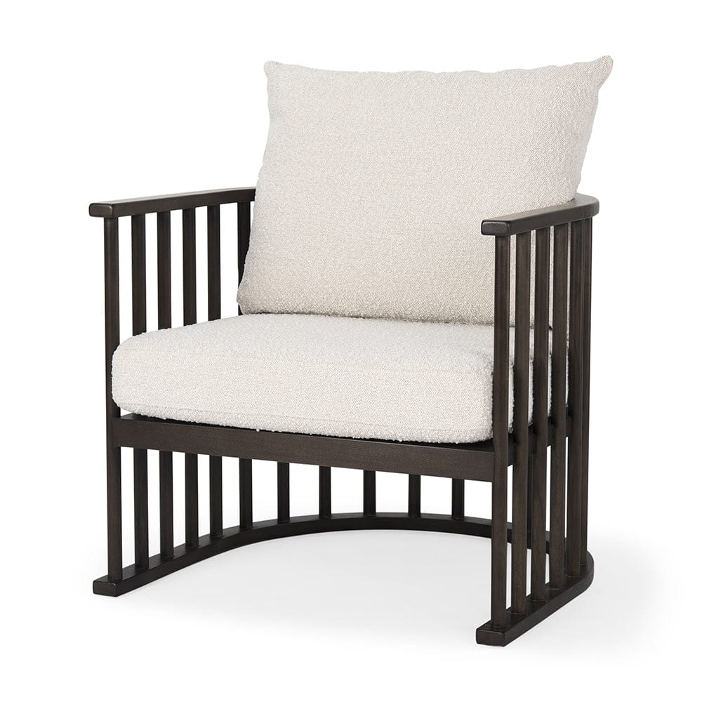 Mercana - Kopari 30.1L x 30.5W x 37.2H White Boucle Fabric W/Dark Brown Wood Accent Chair - 69827 view 1