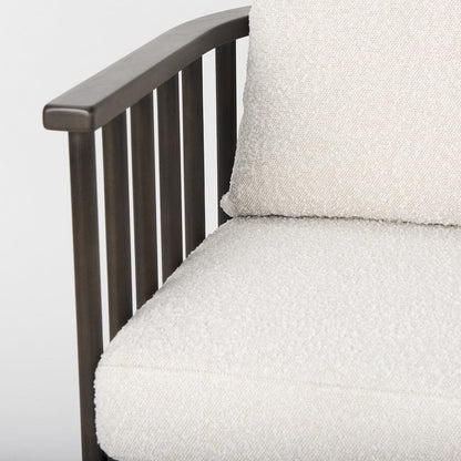 Mercana - Kopari 30.1L x 30.5W x 37.2H White Boucle Fabric W/Dark Brown Wood Accent Chair - 69827 view 3