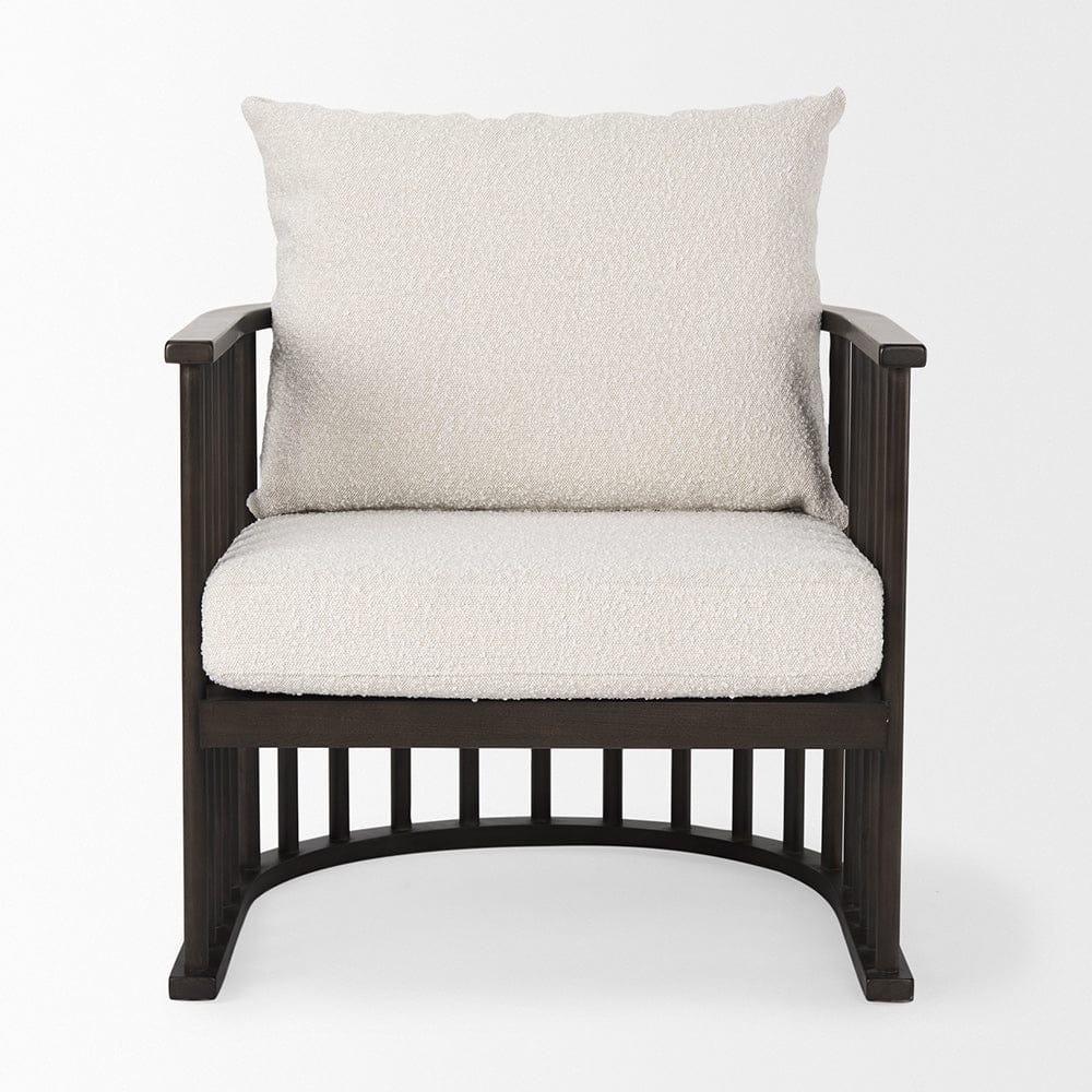 Mercana - Kopari 30.1L x 30.5W x 37.2H White Boucle Fabric W/Dark Brown Wood Accent Chair - 69827 view 8