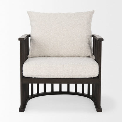 Mercana - Kopari 30.1L x 30.5W x 37.2H White Boucle Fabric W/Dark Brown Wood Accent Chair - 69827 view 8