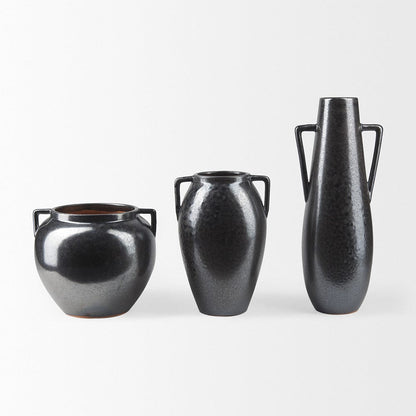 Mercana - Kora Short Dark Metallic Double Ear Vase - 70081 view 9