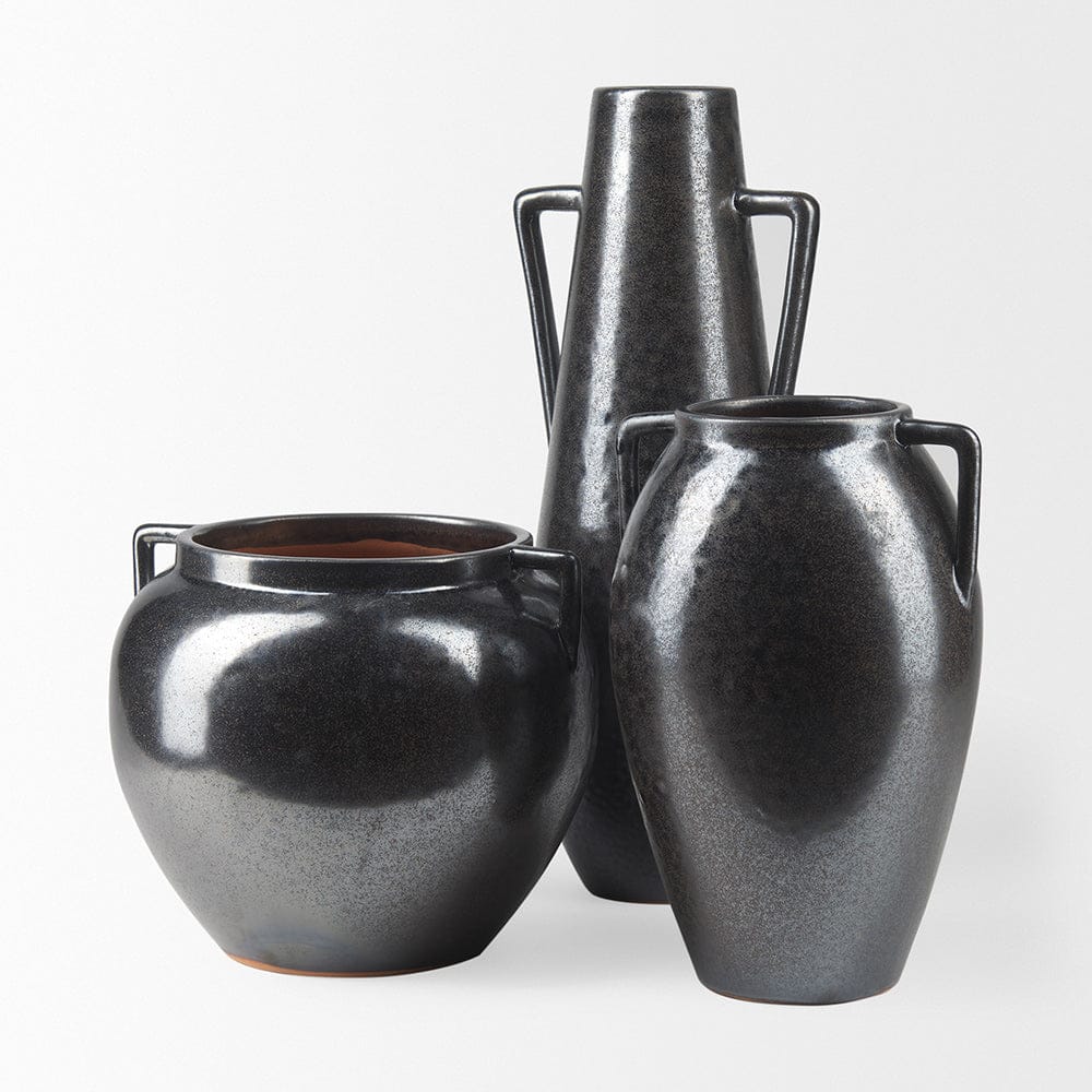 Mercana - Kora Short Dark Metallic Double Ear Vase - 70081 view 10