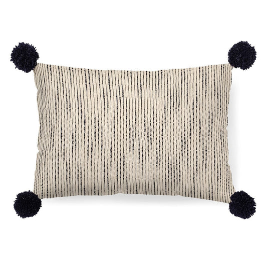 Mercana - Krystal 13 x 21 Cream/Blue Pom Pom Decorative Pillow Cover - 68890 view 1