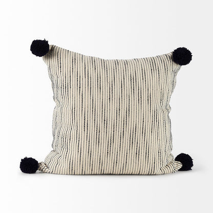 Mercana - Krystal 18 x 18 Cream/Black Pom Pom Decorative Pillow Cover - 70063 view 4