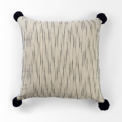 Mercana - Krystal 18 x 18 Cream/Black Pom Pom Decorative Pillow Cover - 70063 view 5