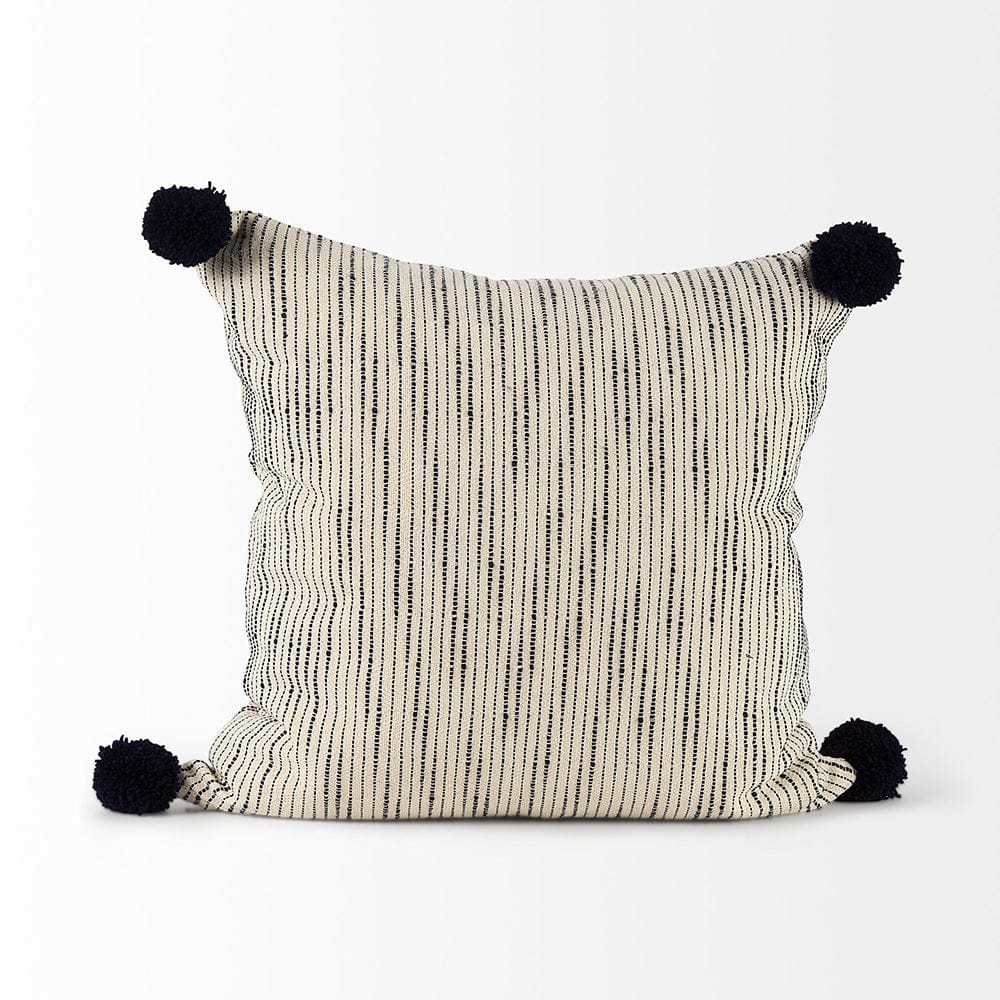 Mercana - Krystal 20 x 20 Cream/Blue Pom Pom Decorative Pillow Cover - 68889 view 4