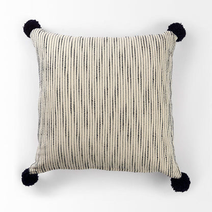 Mercana - Krystal 20 x 20 Cream/Blue Pom Pom Decorative Pillow Cover - 68889 view 5