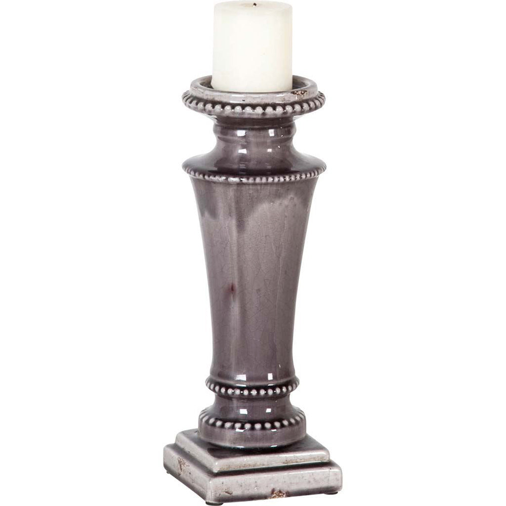 Mercana - Kusma Small Gray Gloss Ceramic Table Candle Holder - 53169_CLOSEOUT view 1