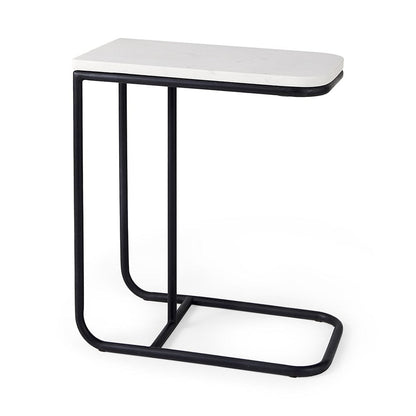 Mercana - Kyra 12.0L x 20.0W x 23.0H White Marble Top W/Black Iron Frame C-Shaped End and Side Table - 69212 view 1