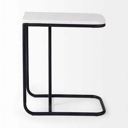 Mercana - Kyra 12.0L x 20.0W x 23.0H White Marble Top W/Black Iron Frame C-Shaped End and Side Table - 69212 view 2