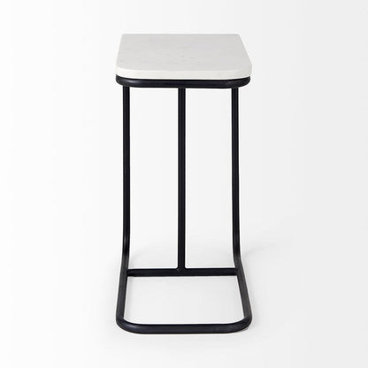 Mercana - Kyra 12.0L x 20.0W x 23.0H White Marble Top W/Black Iron Frame C-Shaped End and Side Table - 69212 view 3