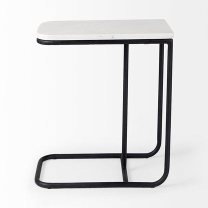 Mercana - Kyra 12.0L x 20.0W x 23.0H White Marble Top W/Black Iron Frame C-Shaped End and Side Table - 69212 view 4