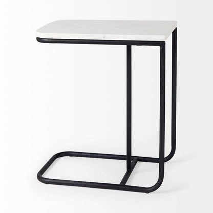 Mercana - Kyra 12.0L x 20.0W x 23.0H White Marble Top W/Black Iron Frame C-Shaped End and Side Table - 69212 view 5