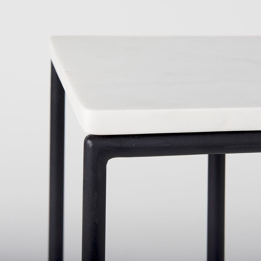 Mercana - Kyra 12.0L x 20.0W x 23.0H White Marble Top W/Black Iron Frame C-Shaped End and Side Table - 69212 view 7