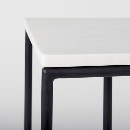 Mercana - Kyra 12.0L x 20.0W x 23.0H White Marble Top W/Black Iron Frame C-Shaped End and Side Table - 69212 view 7