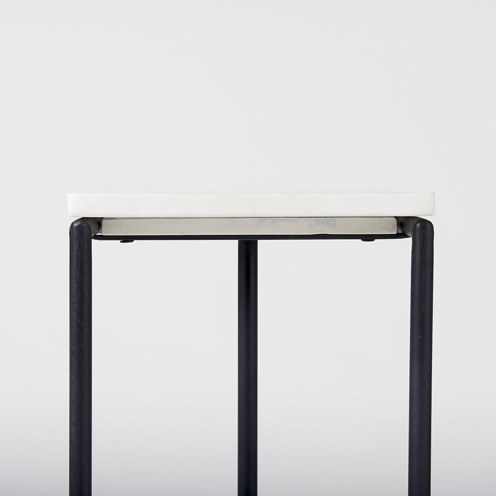 Mercana - Kyra 12.0L x 20.0W x 23.0H White Marble Top W/Black Iron Frame C-Shaped End and Side Table - 69212 view 8