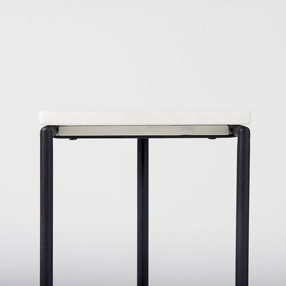 Mercana - Kyra 12.0L x 20.0W x 23.0H White Marble Top W/Black Iron Frame C-Shaped End and Side Table - 69212 view 8