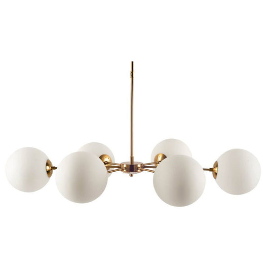 Mercana - Lahey 28.3"Lx 44"Wx21"H Gold Multi-Arm w/ Frosted Glass Globe Six Bulb Chandelier - 65438 view 1