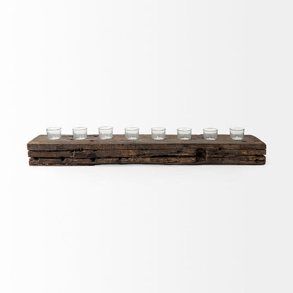 Mercana - Lakara Reclaimed Wood Eight Tealight Table Candle Holder - 67526-AB view 2
