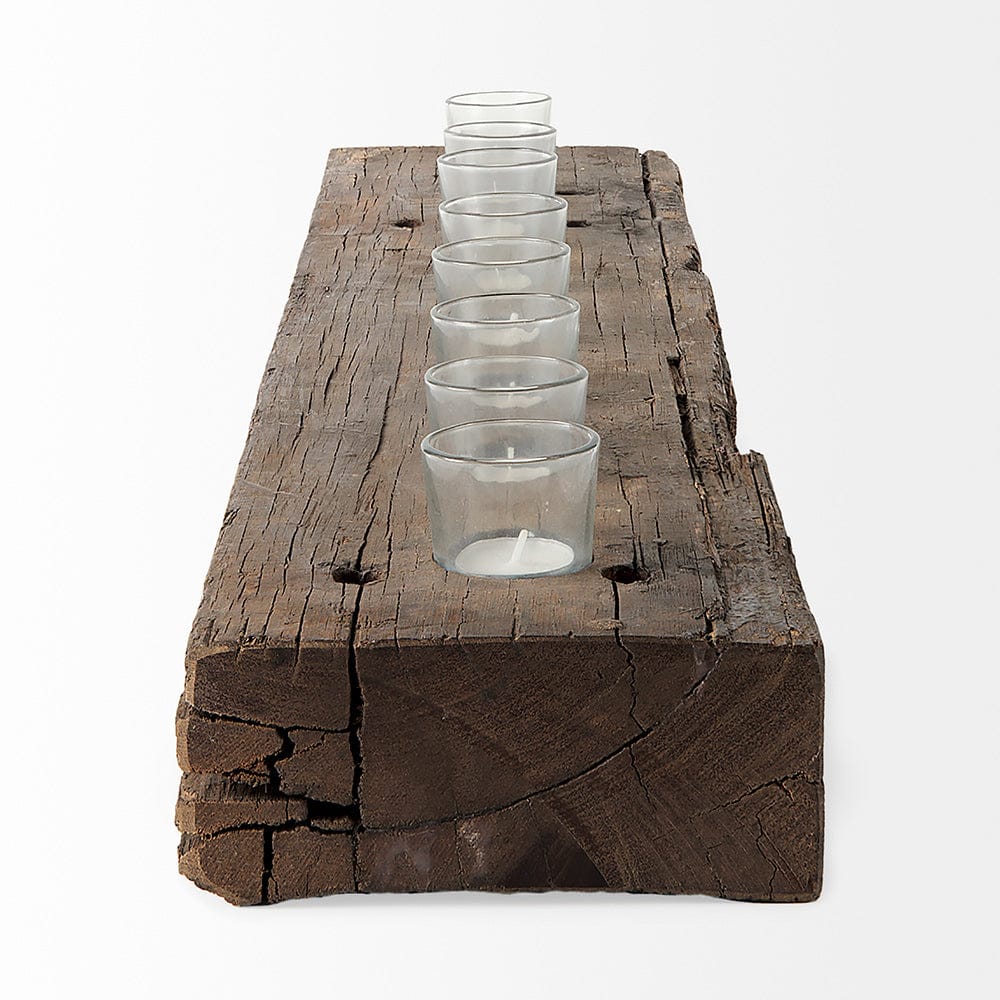 Mercana - Lakara Reclaimed Wood Eight Tealight Table Candle Holder - 67526-AB view 3