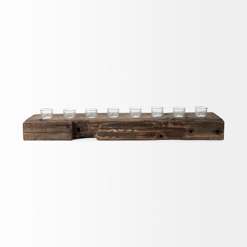 Mercana - Lakara Reclaimed Wood Eight Tealight Table Candle Holder - 67526-AB view 4