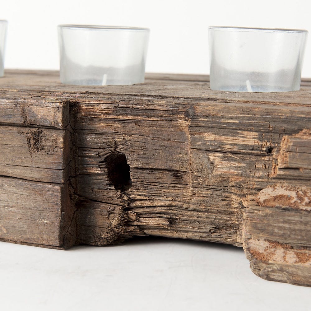 Mercana - Lakara Reclaimed Wood Eight Tealight Table Candle Holder - 67526-AB view 5