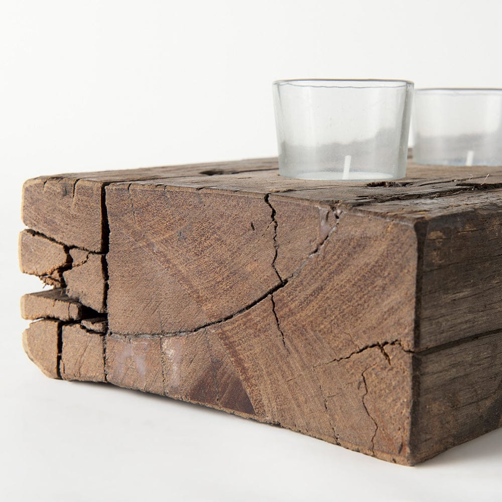 Mercana - Lakara Reclaimed Wood Eight Tealight Table Candle Holder - 67526-AB view 6