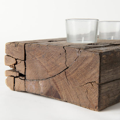 Mercana - Lakara Reclaimed Wood Eight Tealight Table Candle Holder - 67526-AB view 6