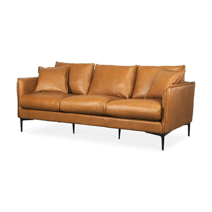 Mercana - Lake Como 85.8L x 36.6W x 32.3H Tan Leather Three Seater Sofa - 69689 view 1