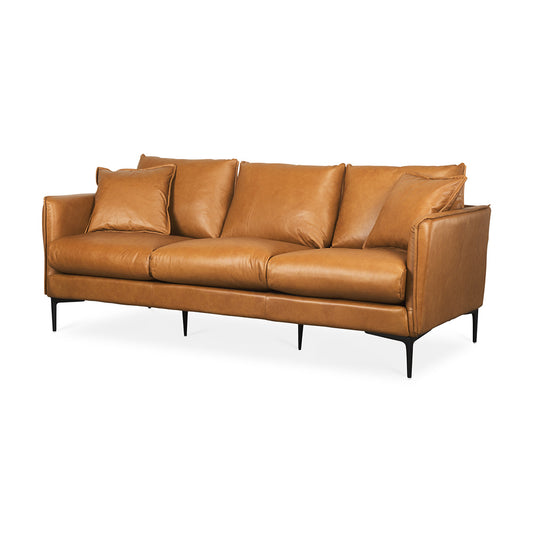 Mercana - Lake Como 85.8L x 36.6W x 32.3H Tan Leather Three Seater Sofa - 69689 view 1