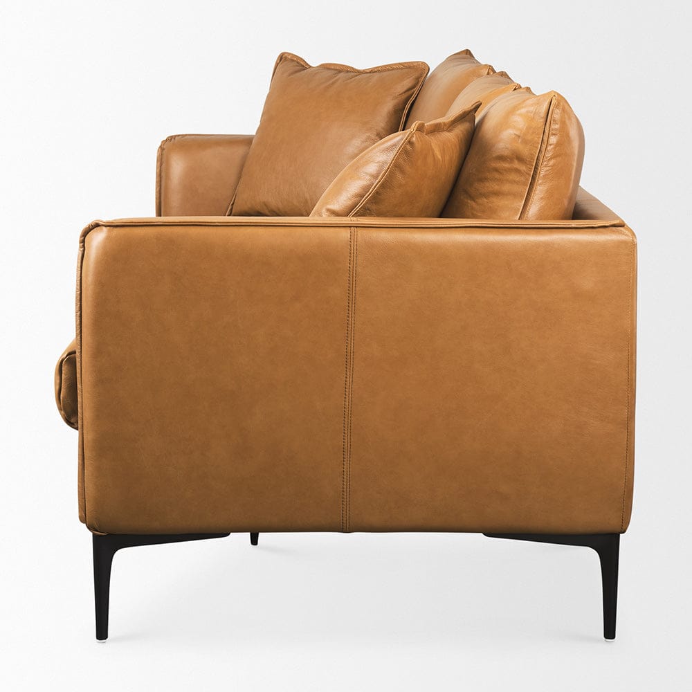Mercana - Lake Como 85.8L x 36.6W x 32.3H Tan Leather Three Seater Sofa - 69689 view 2
