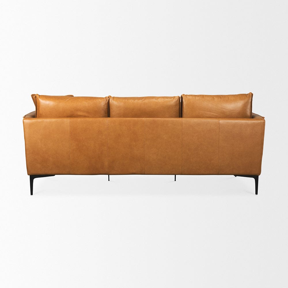 Mercana - Lake Como 85.8L x 36.6W x 32.3H Tan Leather Three Seater Sofa - 69689 view 3
