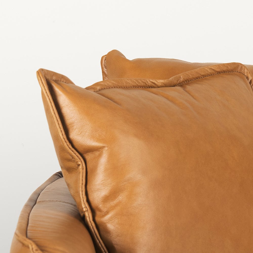 Mercana - Lake Como 85.8L x 36.6W x 32.3H Tan Leather Three Seater Sofa - 69689 view 5