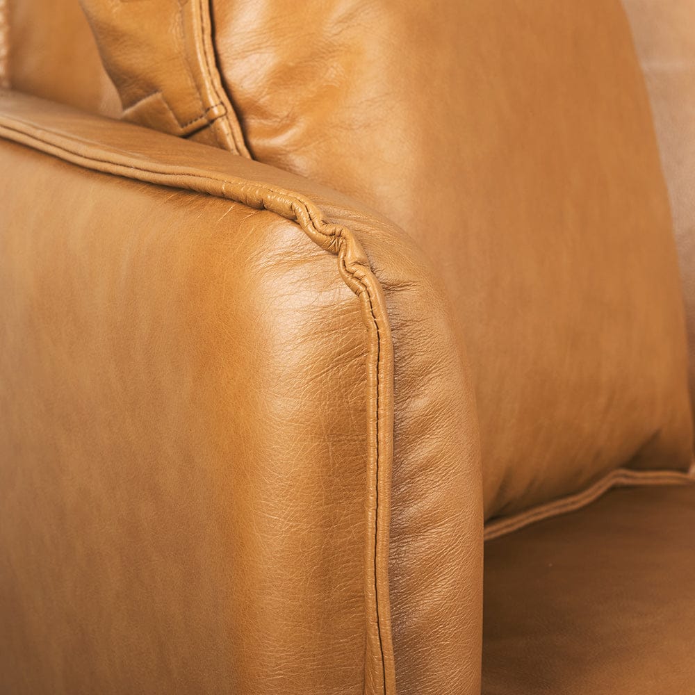 Mercana - Lake Como 85.8L x 36.6W x 32.3H Tan Leather Three Seater Sofa - 69689 view 6