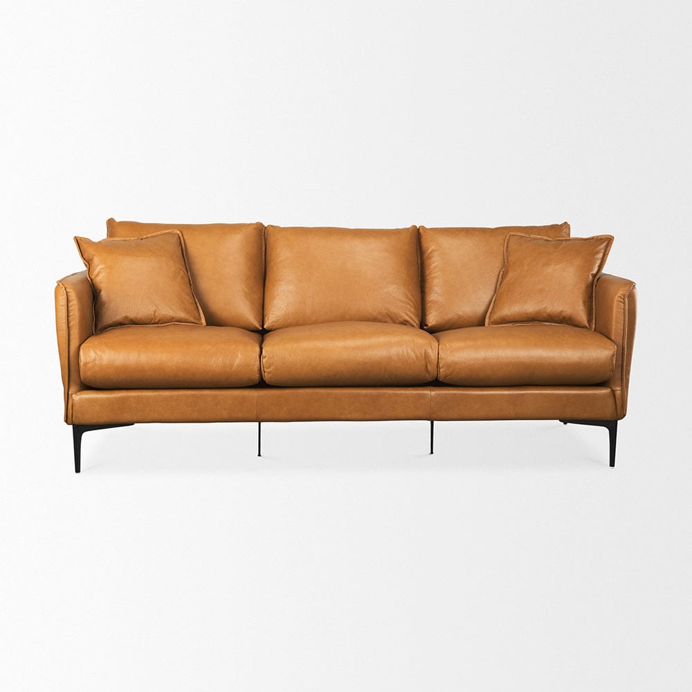 Mercana - Lake Como 85.8L x 36.6W x 32.3H Tan Leather Three Seater Sofa - 69689 view 11