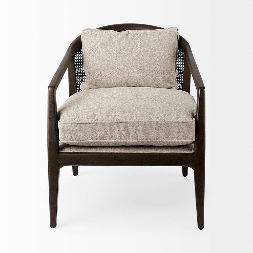 Mercana - Landon 25.6L x 29.1W x 30.5H Dark Brown Wood W/ Gray Fabric Seat and Cane Back Accent Chair - 69353 view 2