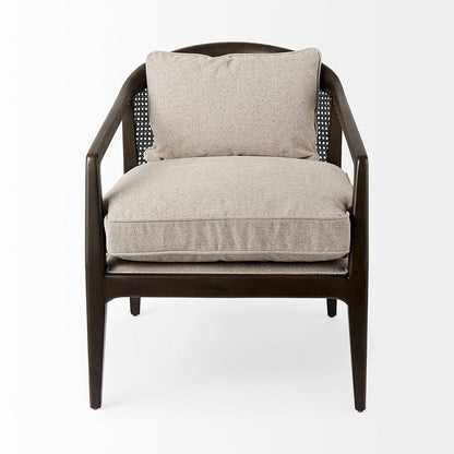 Mercana - Landon 25.6L x 29.1W x 30.5H Dark Brown Wood W/ Gray Fabric Seat and Cane Back Accent Chair - 69353 view 2