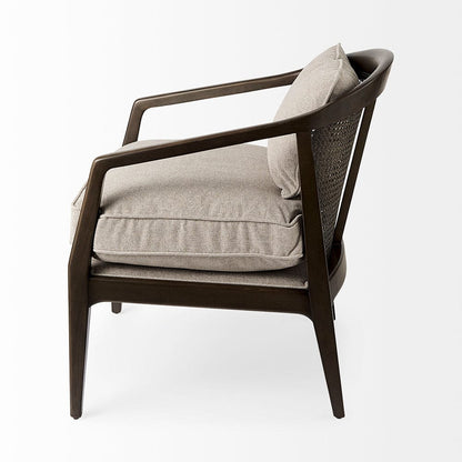 Mercana - Landon 25.6L x 29.1W x 30.5H Dark Brown Wood W/ Gray Fabric Seat and Cane Back Accent Chair - 69353 view 3