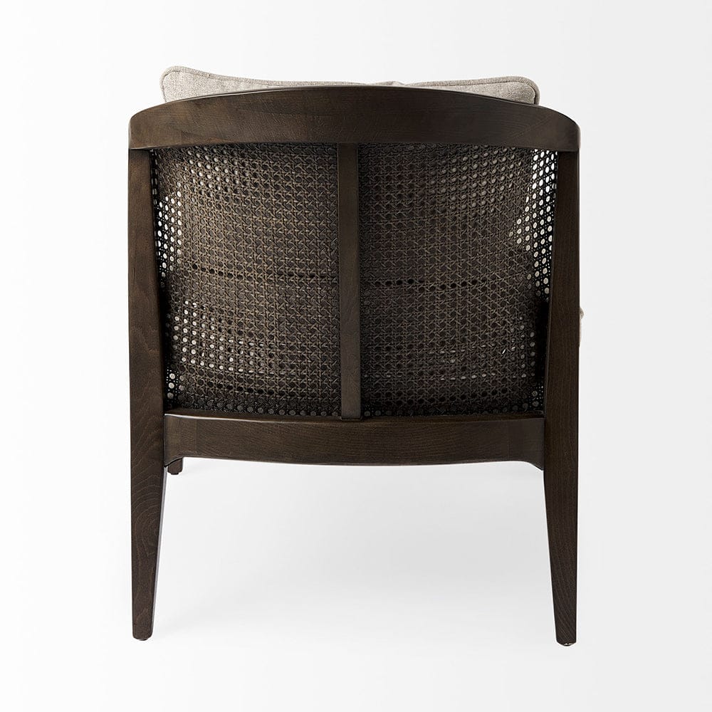 Mercana - Landon 25.6L x 29.1W x 30.5H Dark Brown Wood W/ Gray Fabric Seat and Cane Back Accent Chair - 69353 view 4