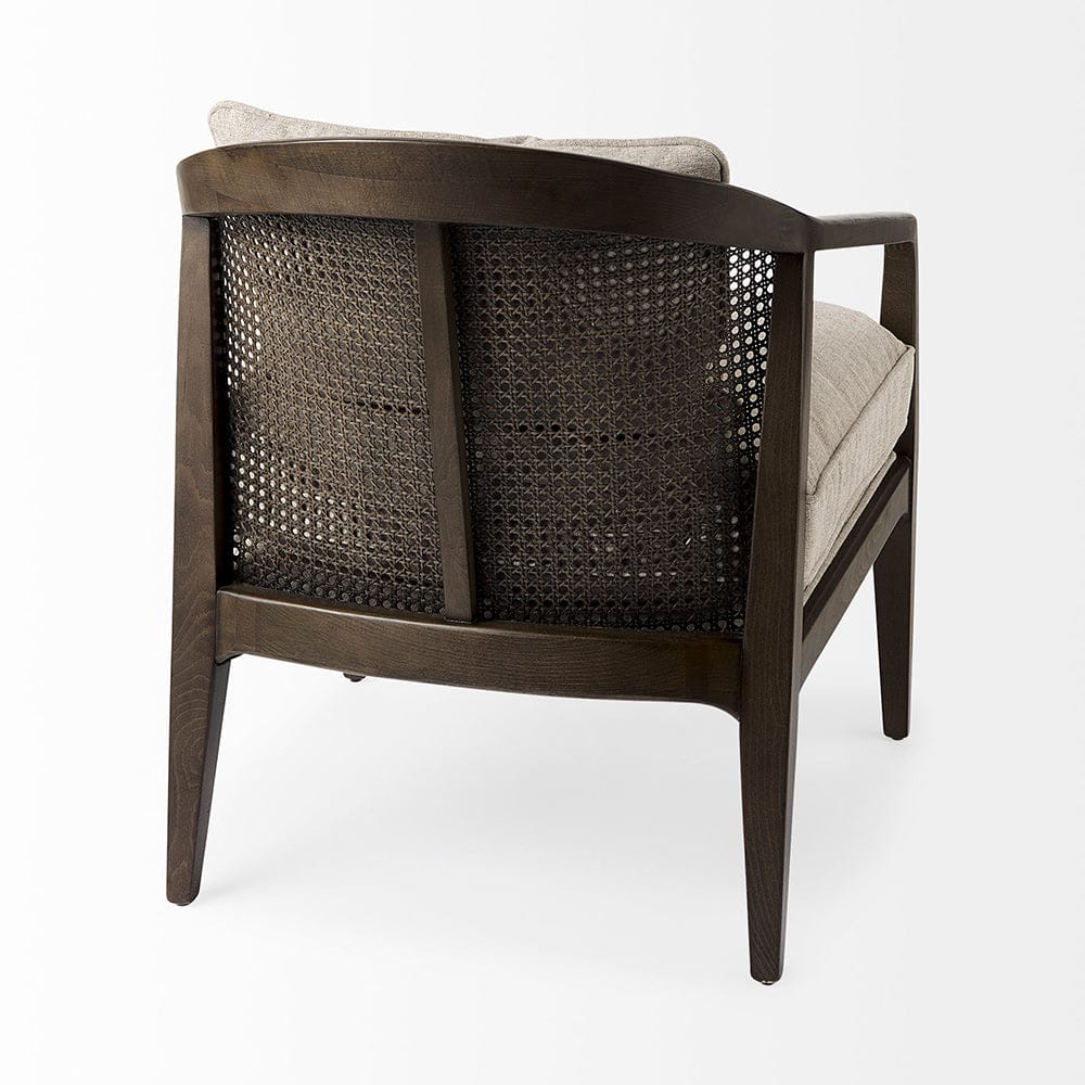 Mercana - Landon 25.6L x 29.1W x 30.5H Dark Brown Wood W/ Gray Fabric Seat and Cane Back Accent Chair - 69353 view 5
