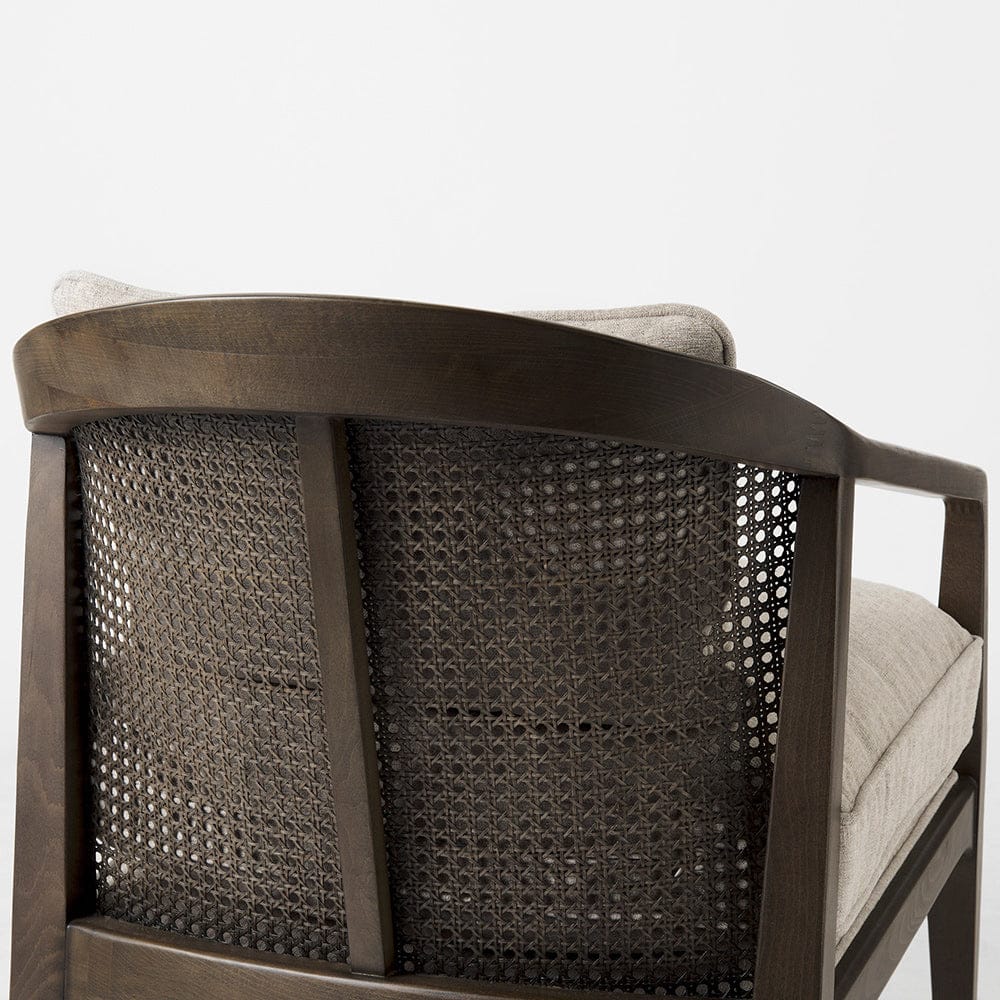 Mercana - Landon 25.6L x 29.1W x 30.5H Dark Brown Wood W/ Gray Fabric Seat and Cane Back Accent Chair - 69353 view 8