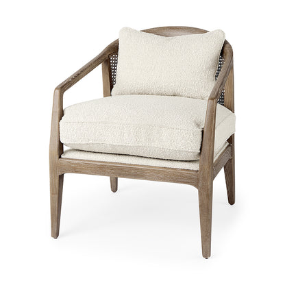 Mercana - Landon 25.6L x 29.1W x 30.5H Light Brown Wood W/ Cream Fabric Seat and Cane Back Accent Chair - 69354 view 1