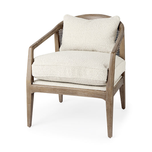 Mercana - Landon 25.6L x 29.1W x 30.5H Light Brown Wood W/ Cream Fabric Seat and Cane Back Accent Chair - 69354 view 1