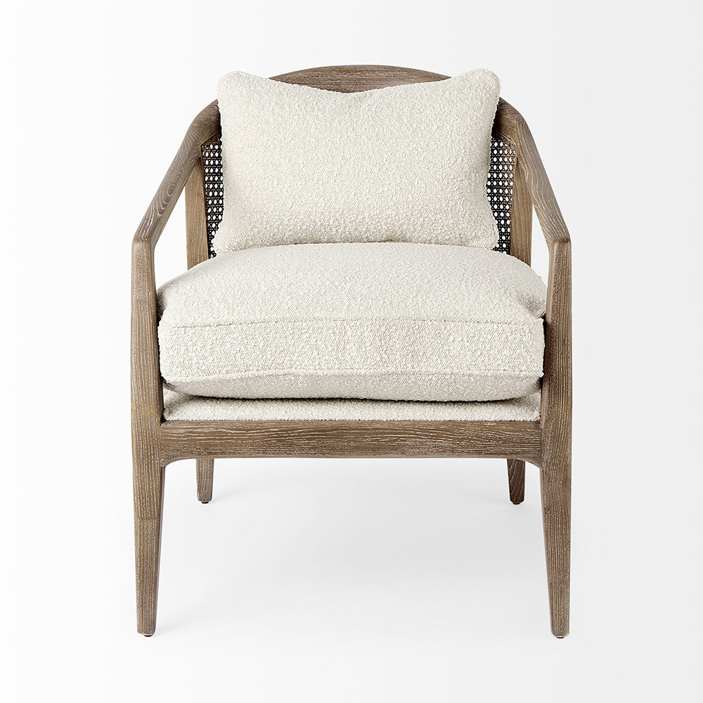 Mercana - Landon 25.6L x 29.1W x 30.5H Light Brown Wood W/ Cream Fabric Seat and Cane Back Accent Chair - 69354 view 2